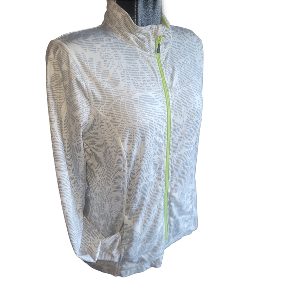 Mondetta White and Grey Floral Patterned Performance Jacket M - Picture 2 of 6
